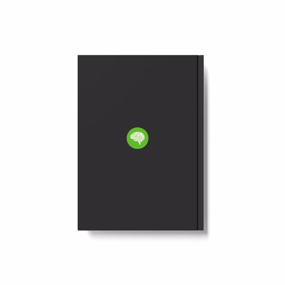 A Hard Backed Journal with a green button on it.